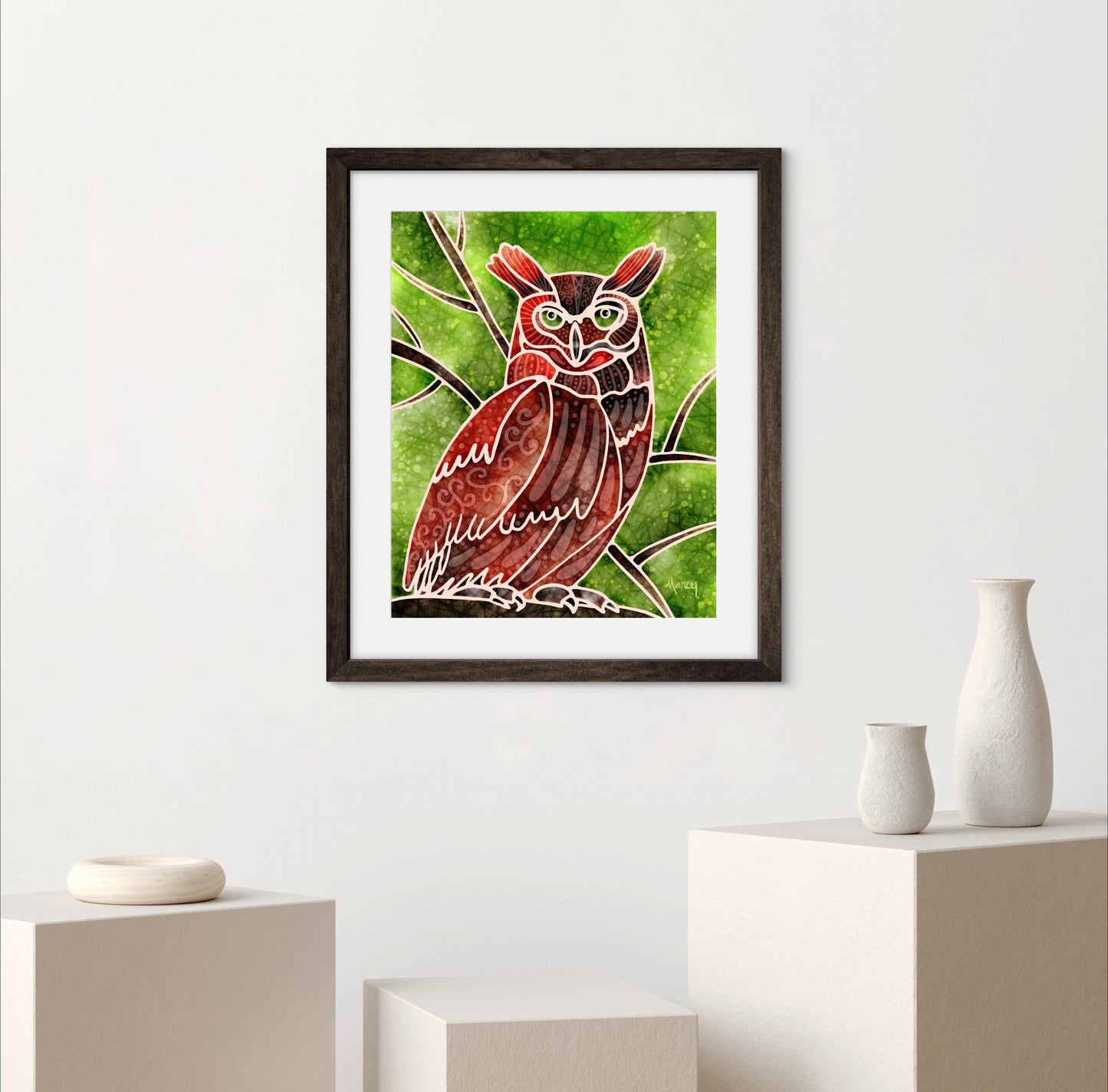 Boho Owl - Premium Matte Paper Wooden Framed Poster