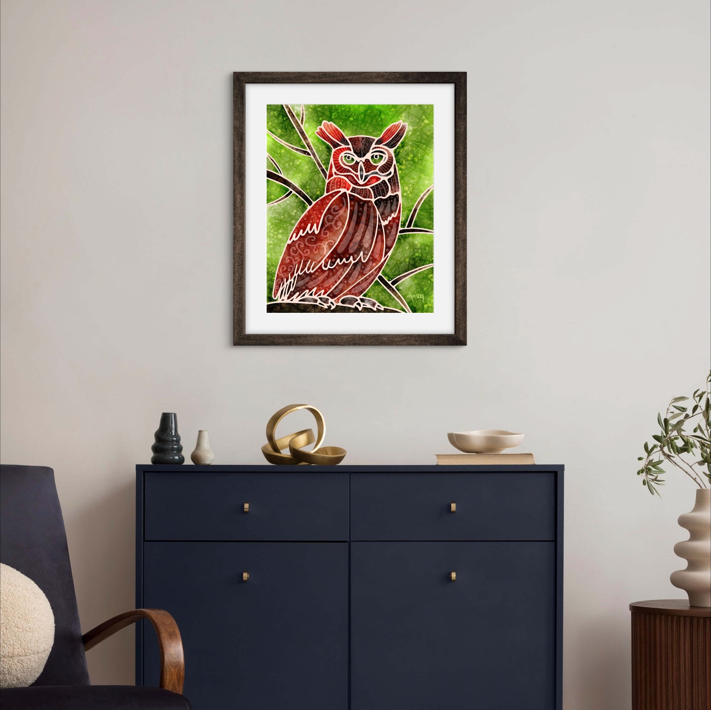 Boho Owl - Premium Matte Paper Wooden Framed Poster