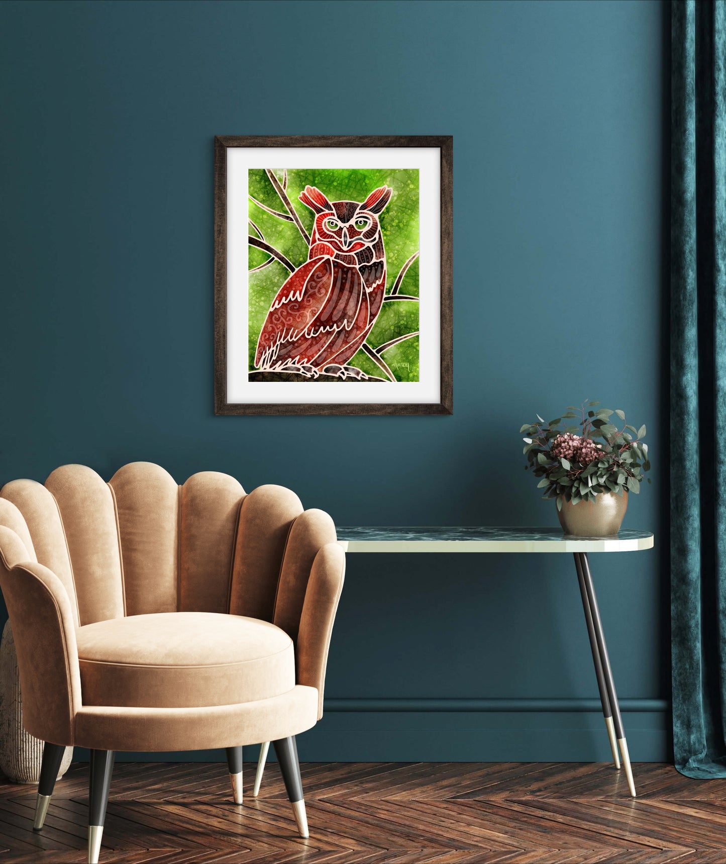 Boho Owl - Premium Matte Paper Wooden Framed Poster