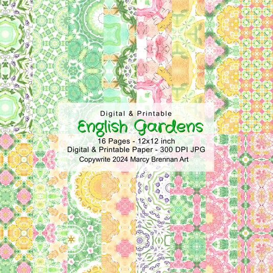 English Gardens 12x12 Inch Paper Pack Instant Digital Download