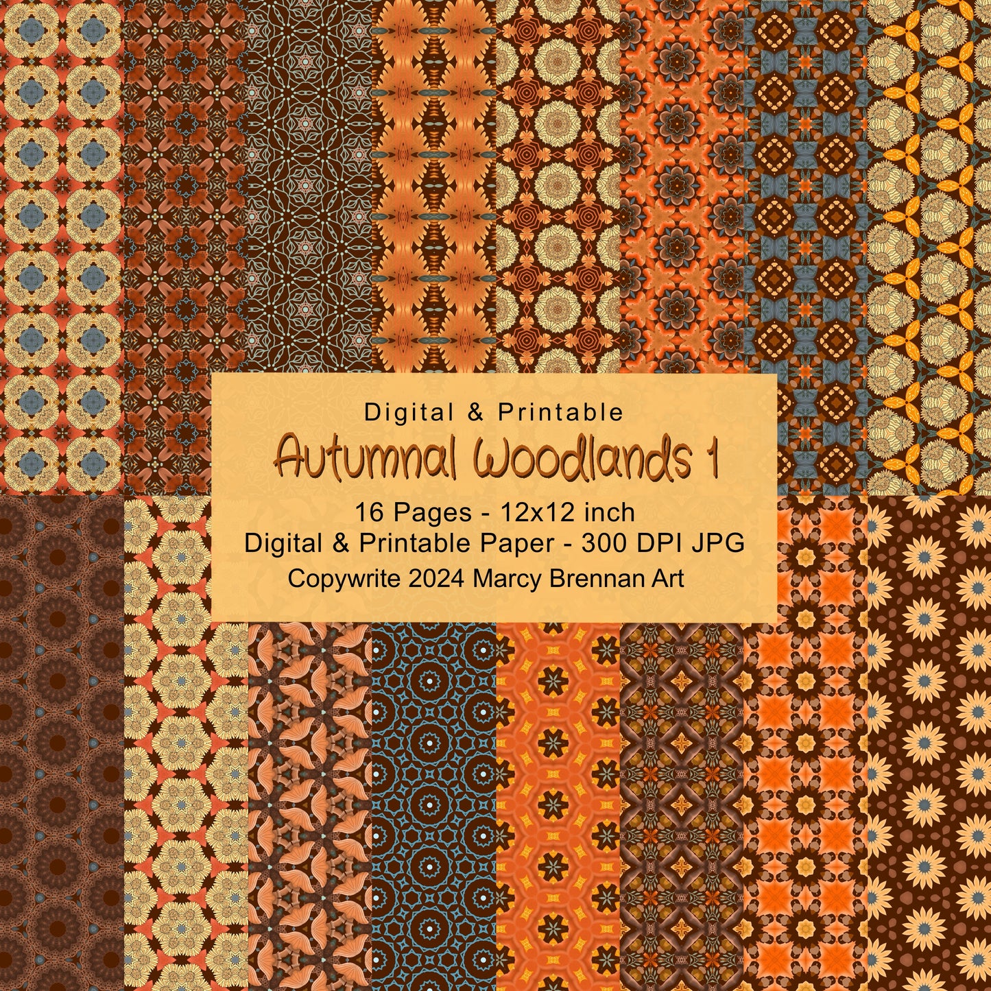 Autumnal Woodlands 1 - 12x12 Inch Paper Pack Instant Digital Download