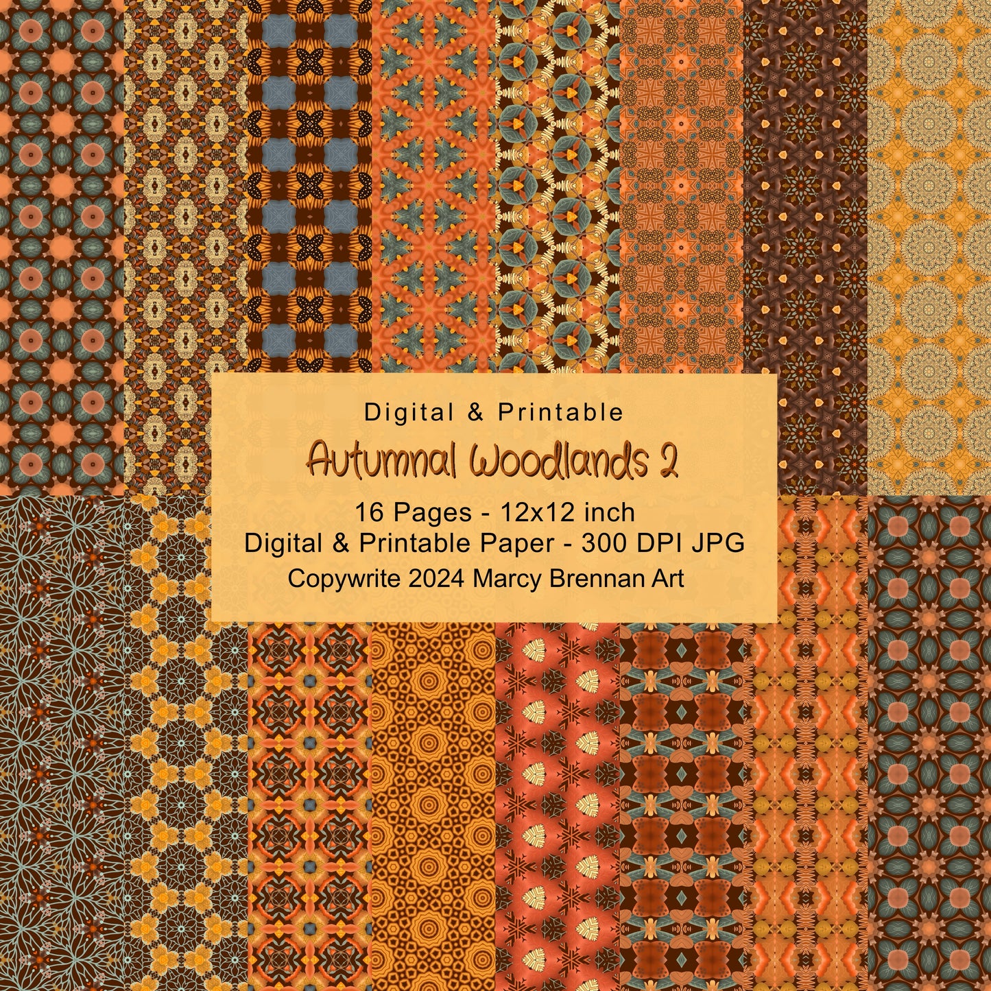 Autumnal Woodlands 2 -  12x12 Inch Paper Pack Instant Digital Download