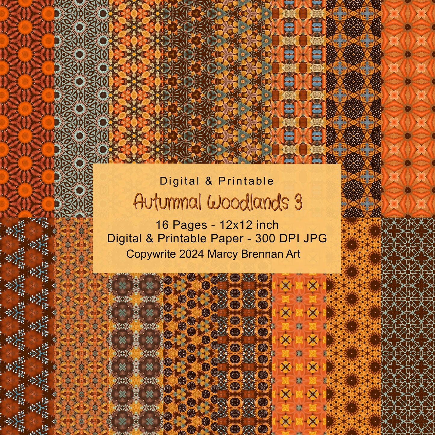 Autumnal Woodlands 3 - 12x12 Inch Paper Pack Instant Digital Download