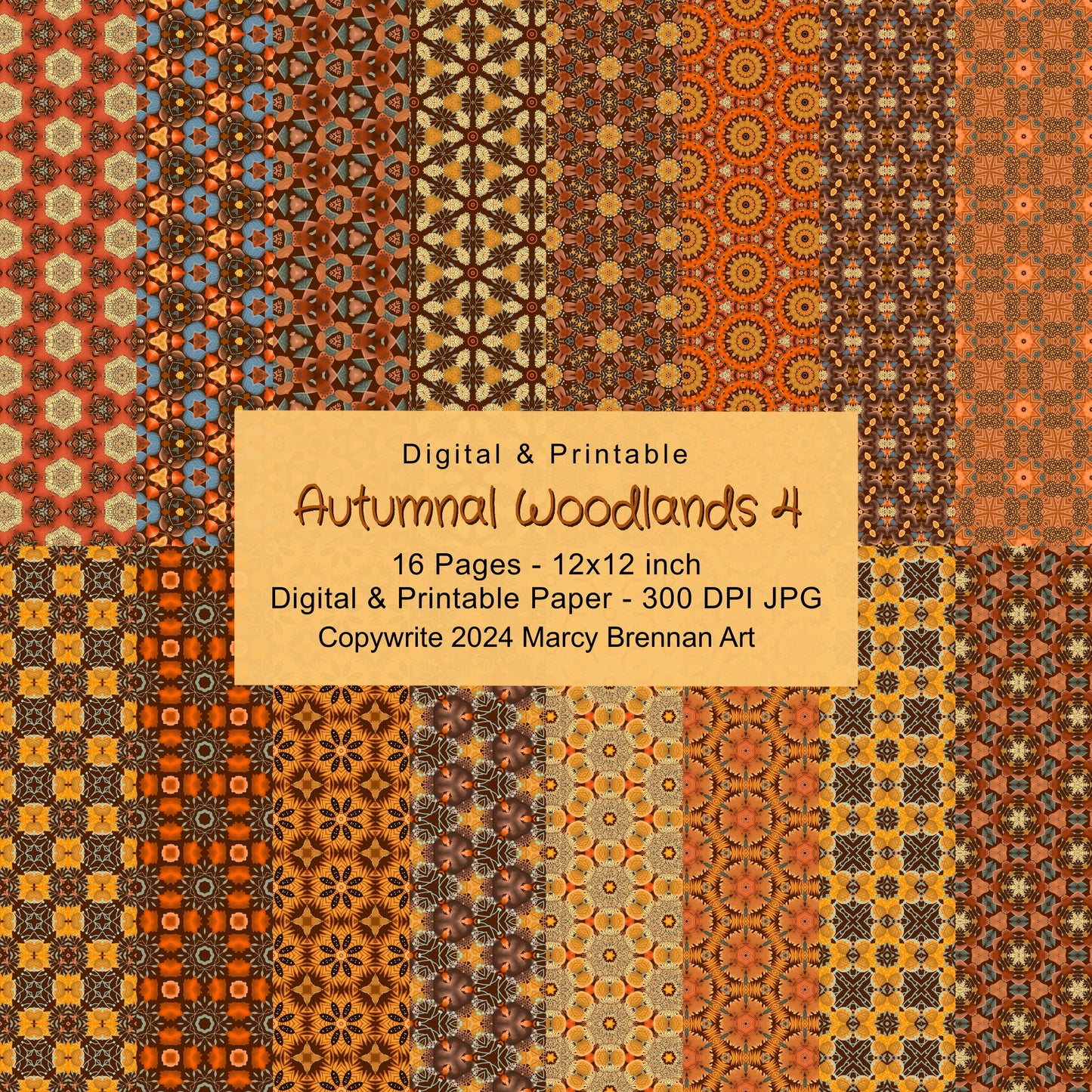 Autumnal Woodlands 4 - 12x12 Inch Paper Pack Instant Digital Download