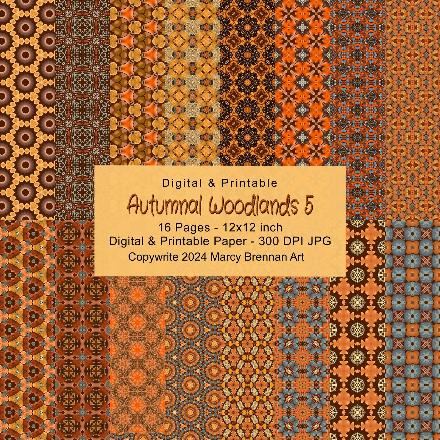 Autumnal Woodlands 5 - 12x12 Inch Paper Pack Instant Digital Download