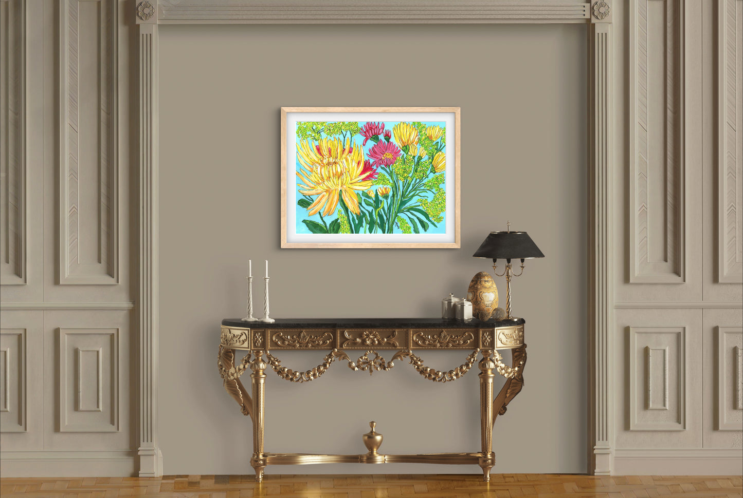 Yellow Mums - Premium Matte Paper Wooden Framed Poster