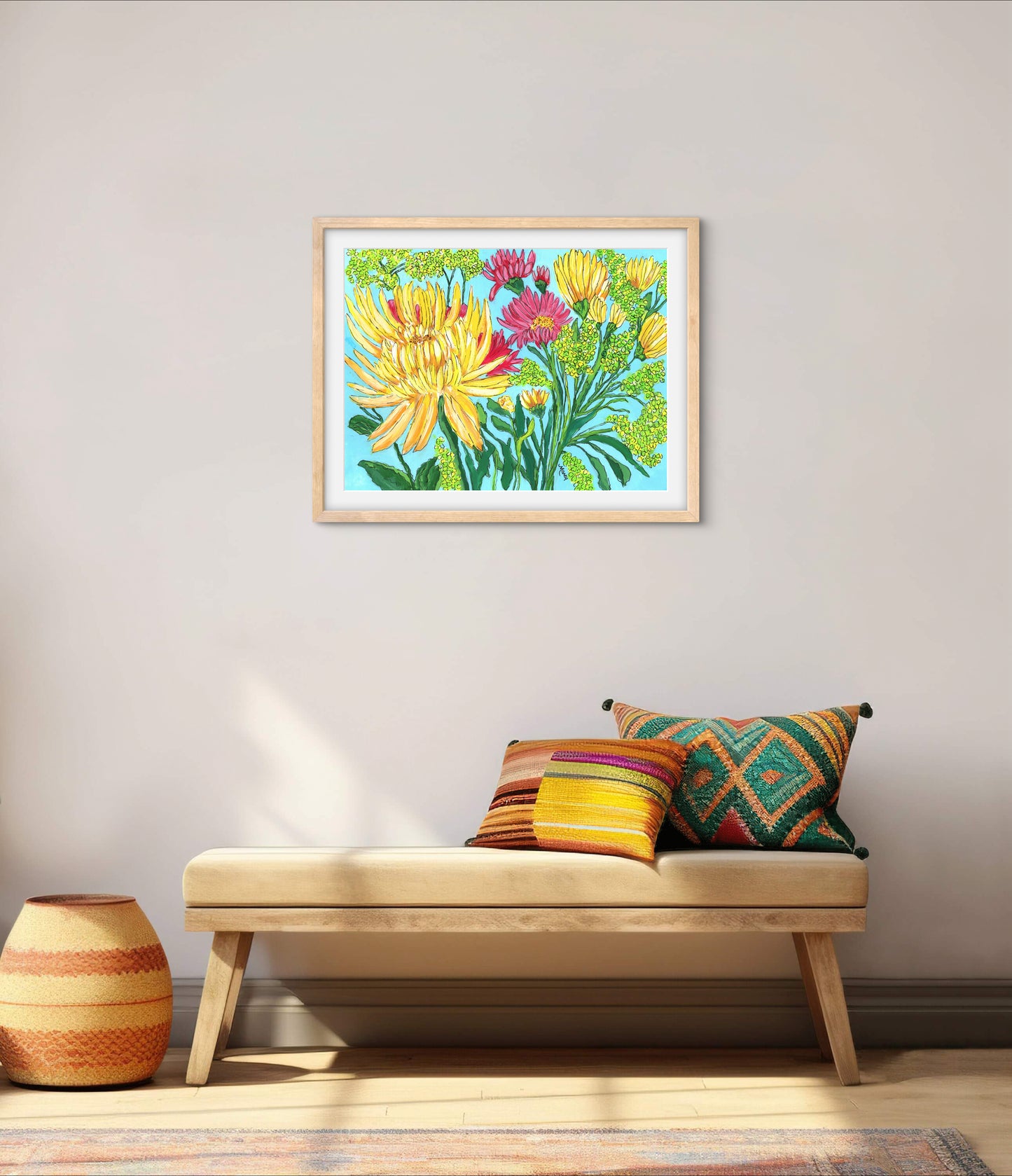 Yellow Mums - Premium Matte Paper Wooden Framed Poster