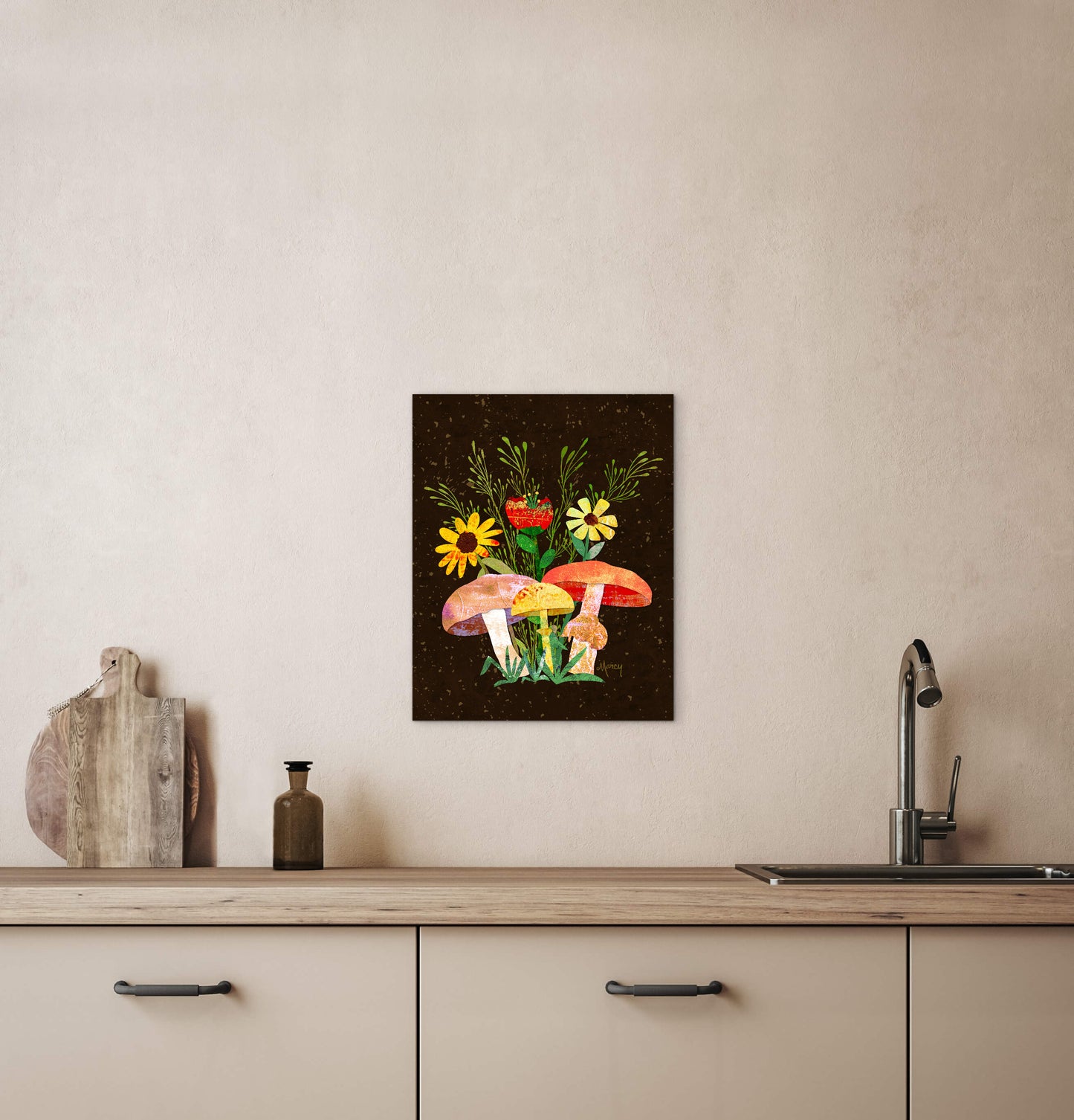 Shrooms n Fleurs Collage — Premium Matte Paper Poster