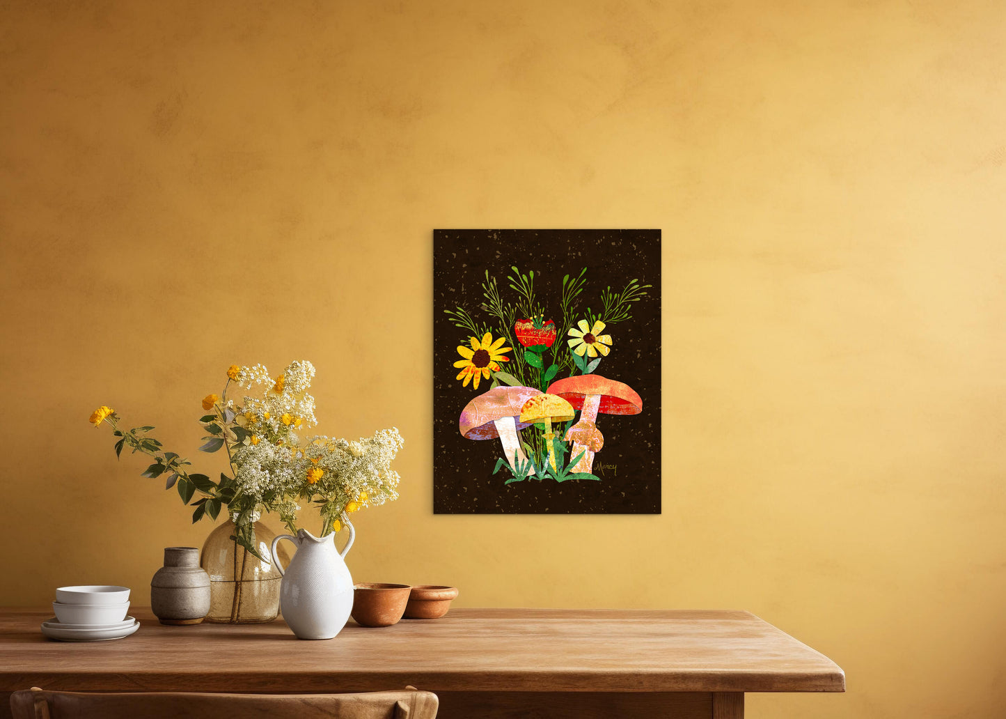 Shrooms n Fleurs Collage — Premium Matte Paper Poster