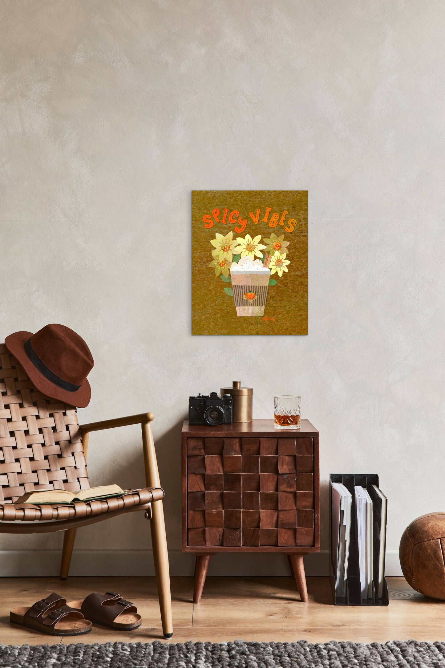 Spicy Vibes Latte Collage — Premium Matte Paper Poster