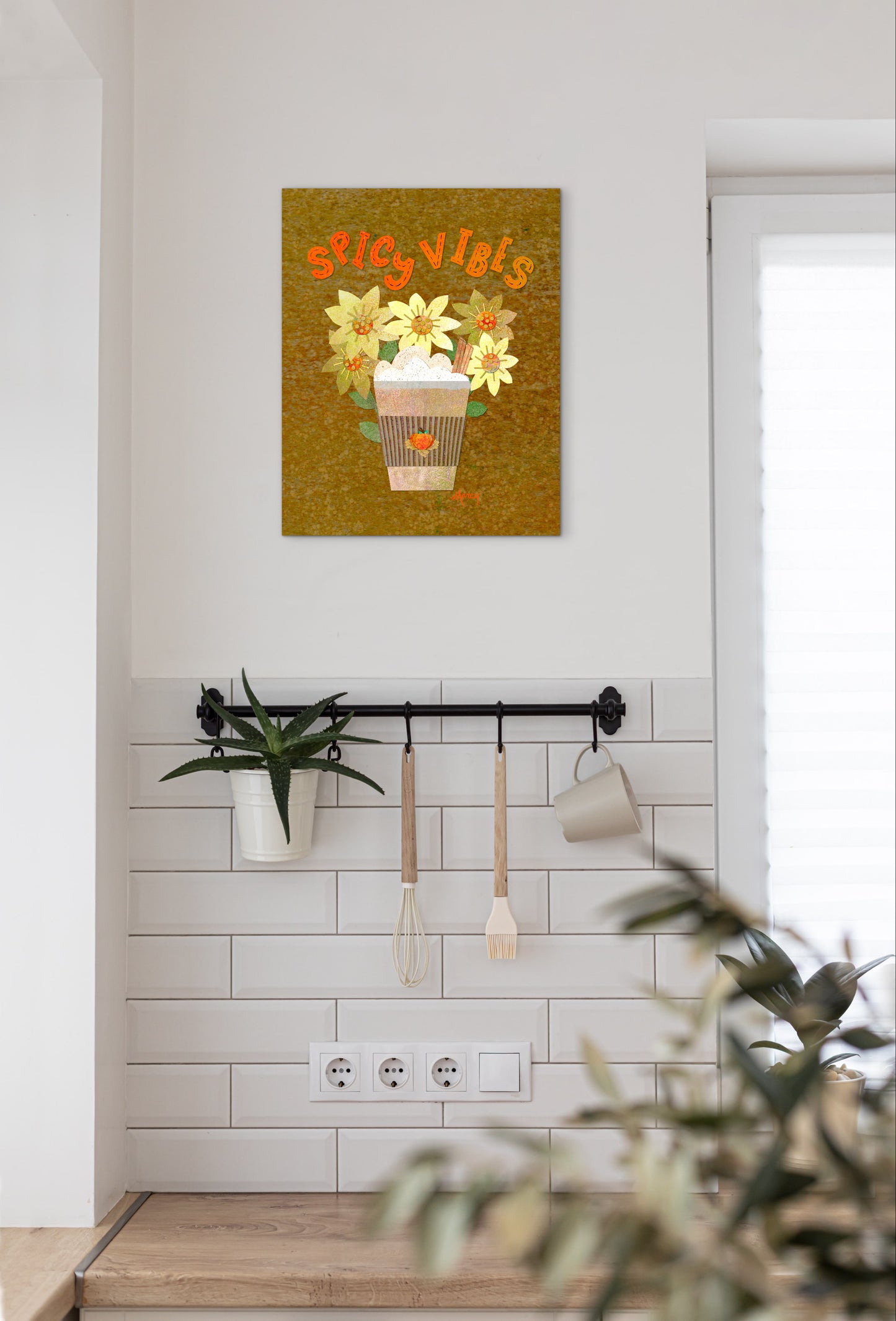 Spicy Vibes Latte Collage — Premium Matte Paper Poster