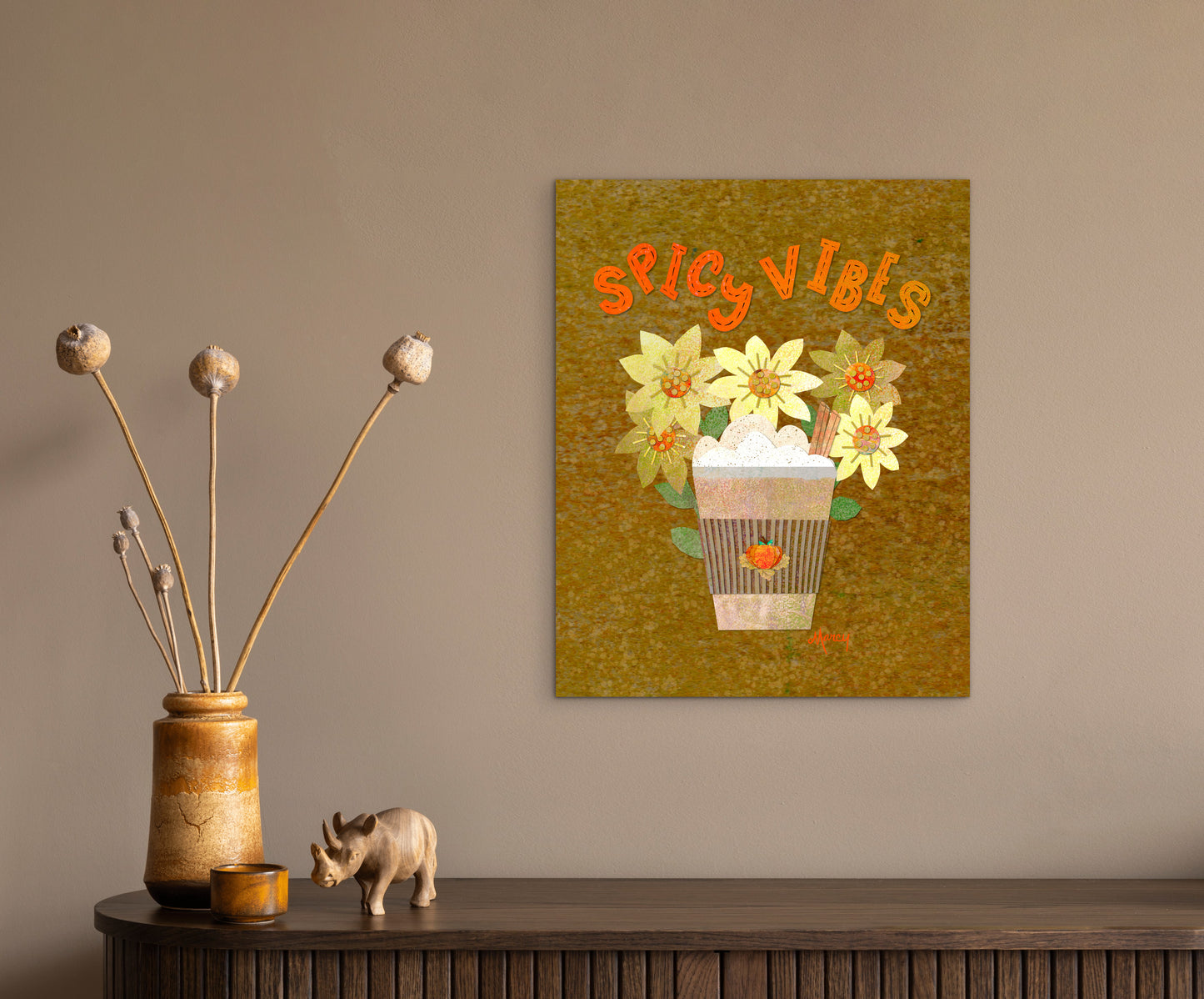 Spicy Vibes Latte Collage — Premium Matte Paper Poster