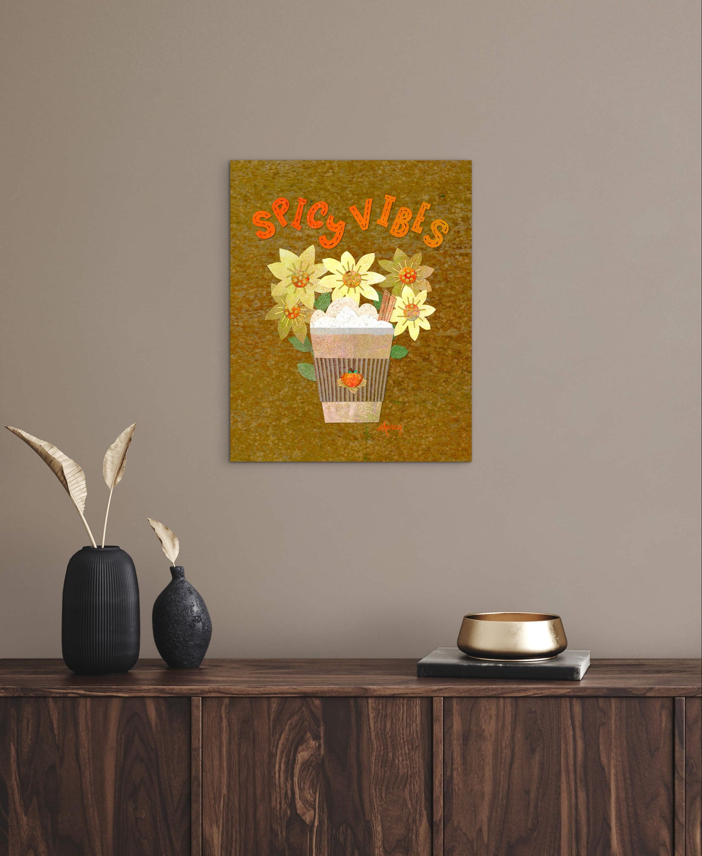 Spicy Vibes Latte Collage — Premium Matte Paper Poster