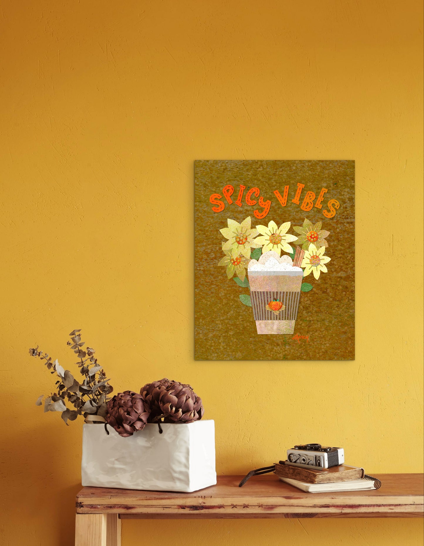 Spicy Vibes Latte Collage — Premium Matte Paper Poster