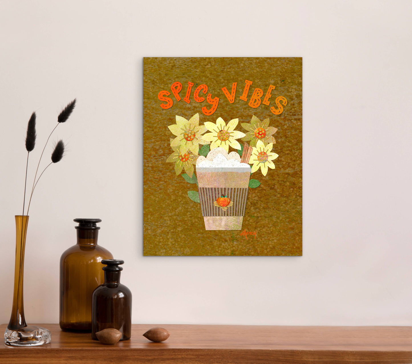 Spicy Vibes Latte Collage — Premium Matte Paper Poster