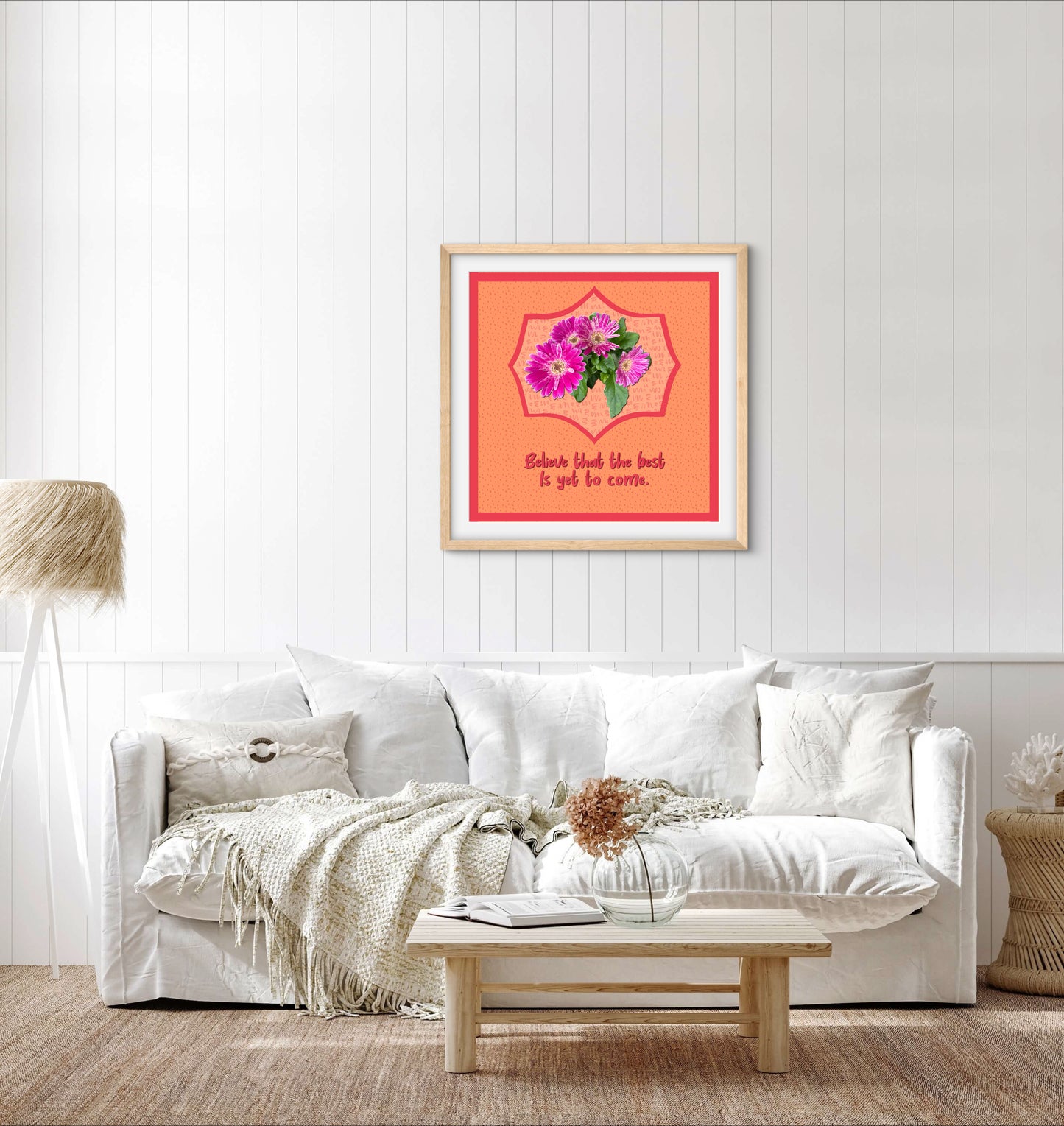 Chinese Asters with Quote - Premium Matte Paper Wooden Framed Poster