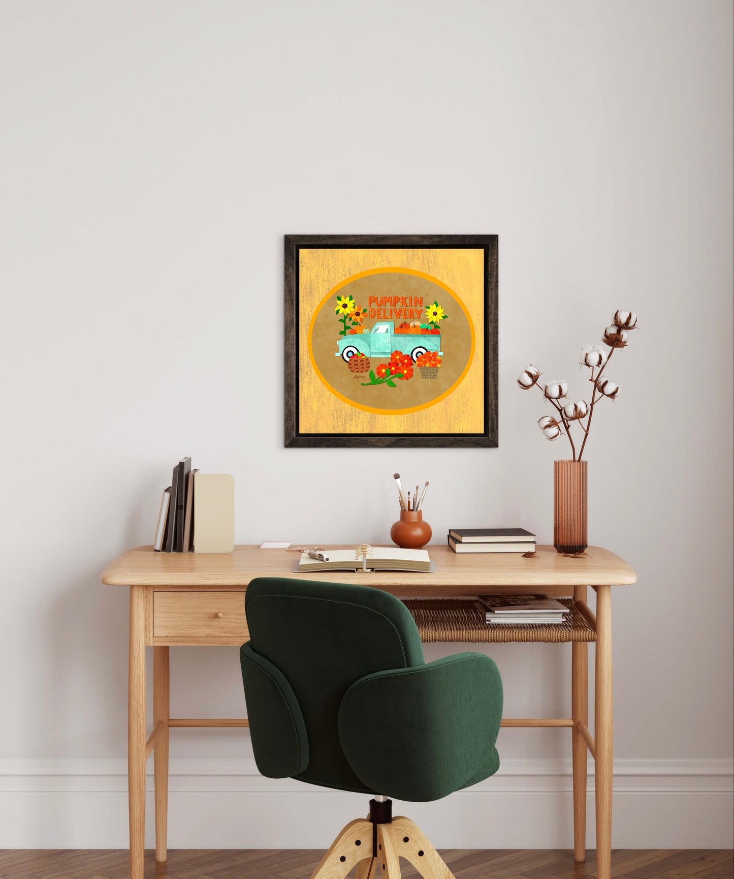 Pumpkin Delivery Collage — Premium Matte Paper Wooden Framed Poster