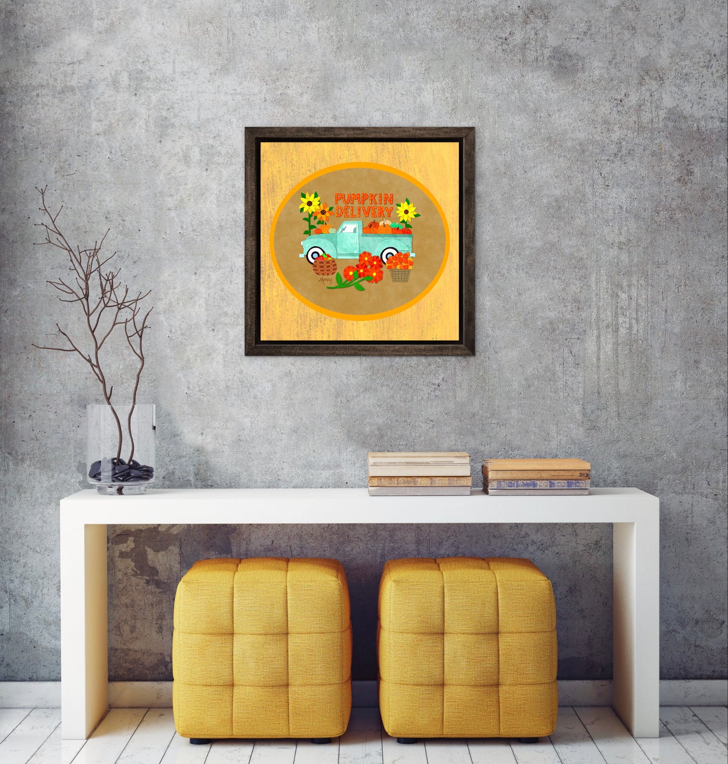 Pumpkin Delivery Collage — Premium Matte Paper Wooden Framed Poster