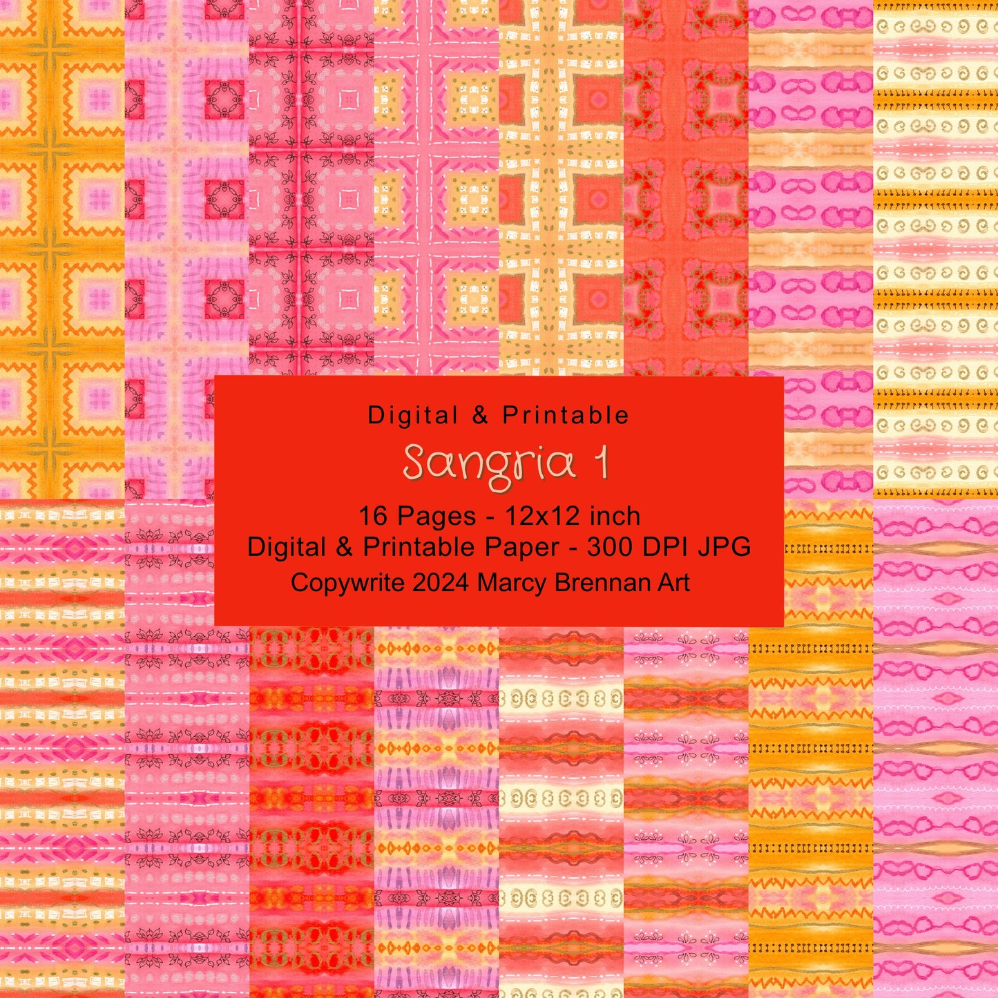 Sangria 1 - 12x12 Inch Paper Pack Instant Digital Download