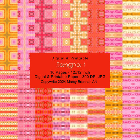 Sangria 1 - 12x12 Inch Paper Pack Instant Digital Download