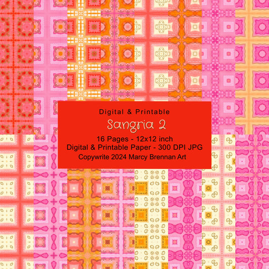 Sangria 2 - 12x12 Inch Paper Pack Instant Digital Download