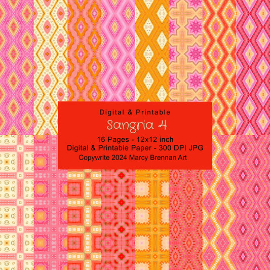 Sangria 4 - 12x12 Inch Paper Pack Instant Digital Download