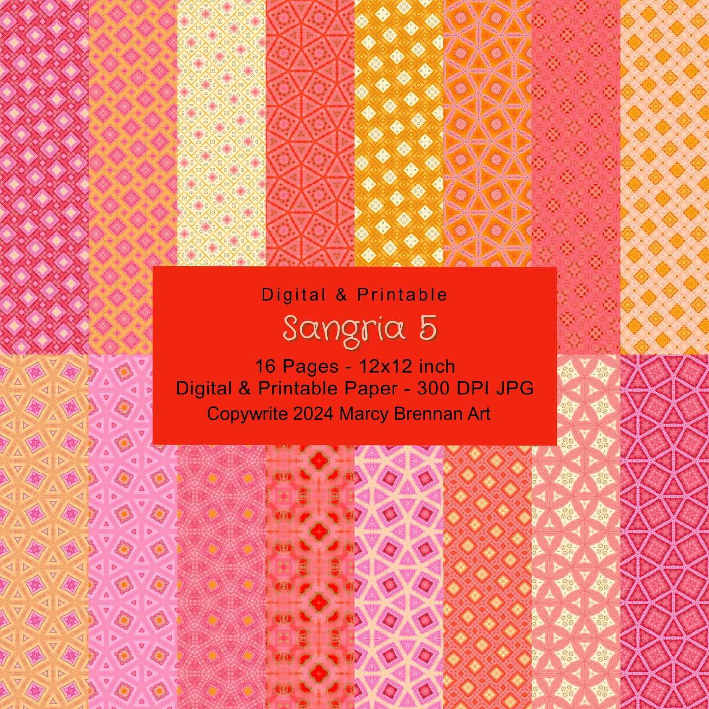 Sangria 5 - 12x12 Inch Paper Pack Instant Digital Download