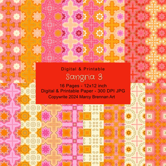 Sangria 3 - 12x12 Inch Paper Pack Instant Digital Download