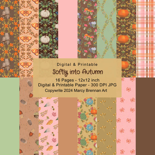 Softly into Autumn - 12x12 Inch Paper Pack Instant Digital Download