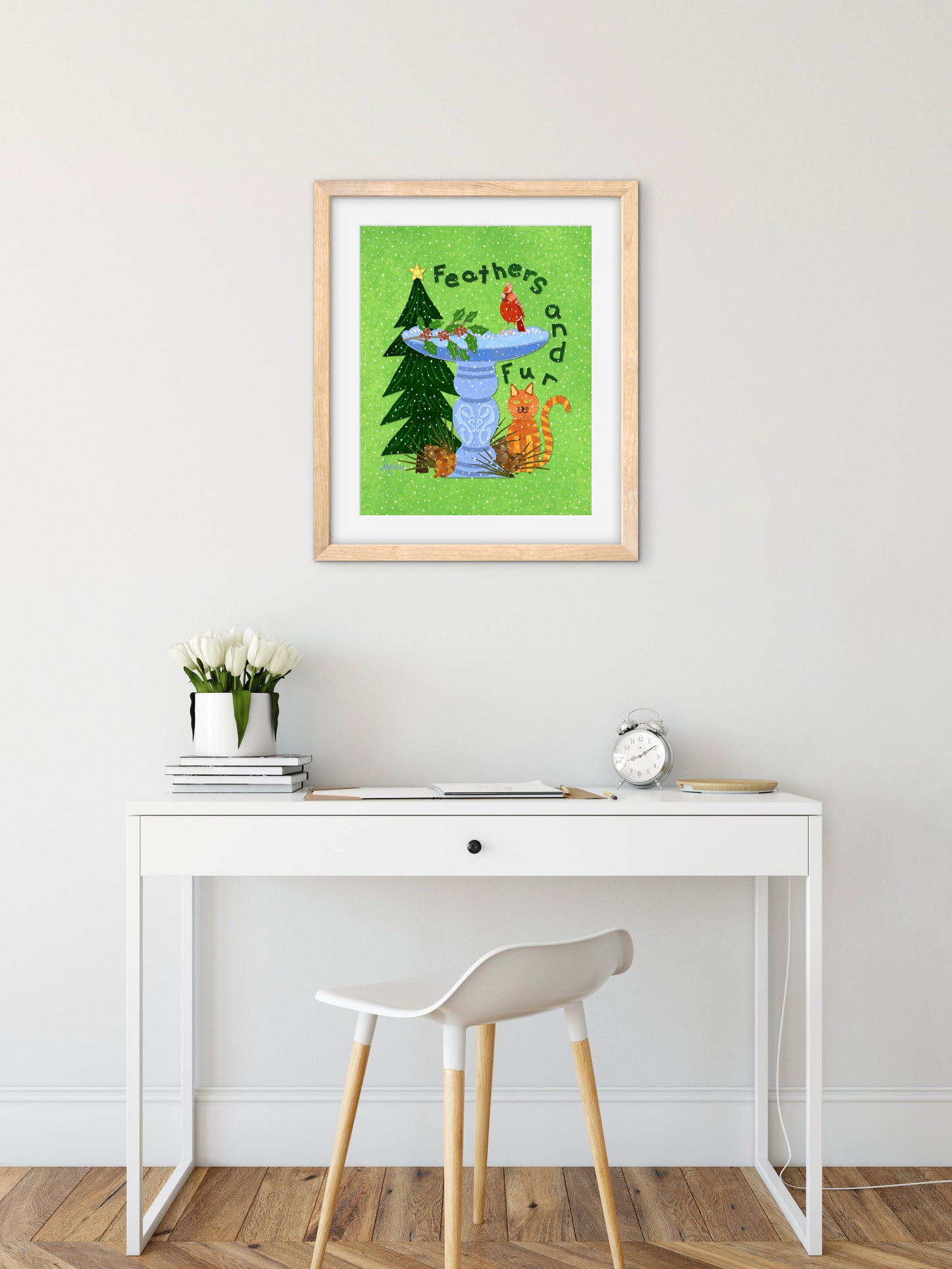 Feathers and Fur Collage — Premium Matte Paper Wooden Framed Poster