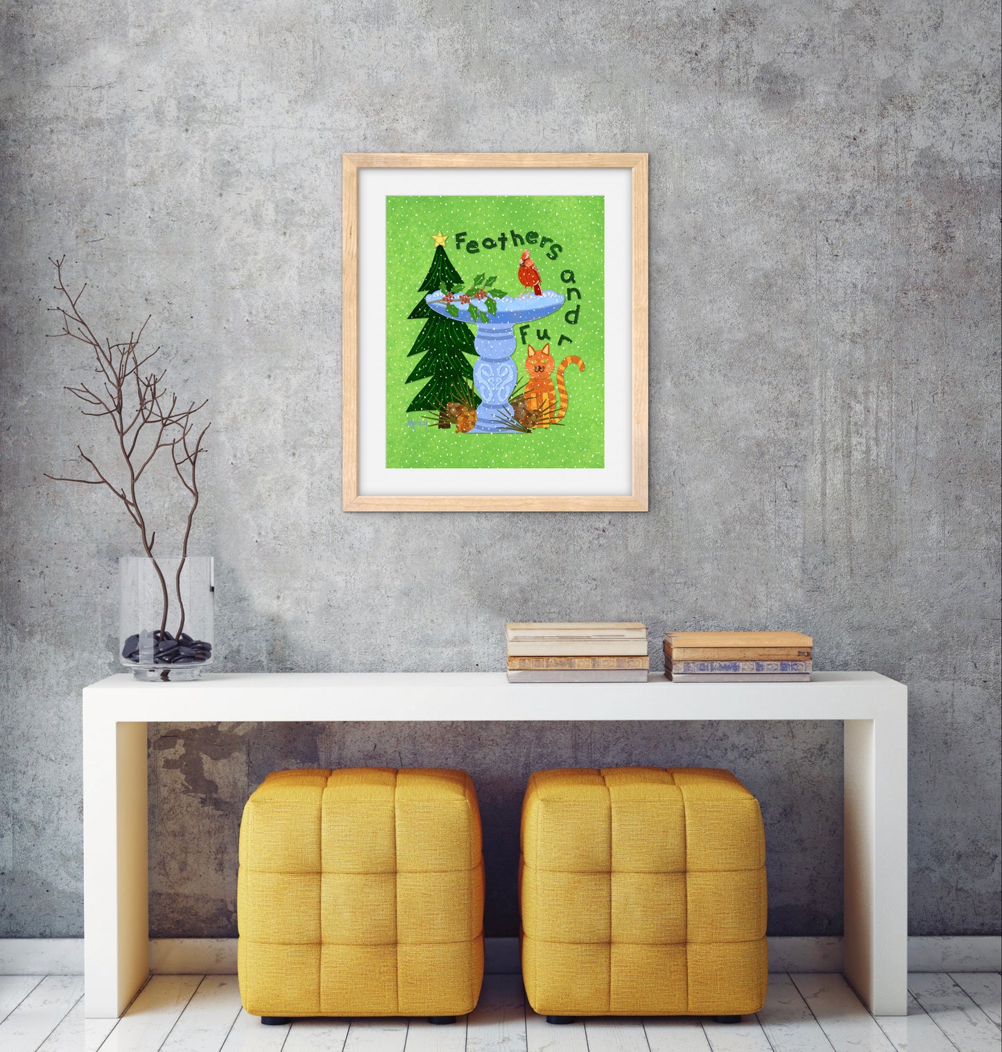 Feathers and Fur Collage — Premium Matte Paper Wooden Framed Poster