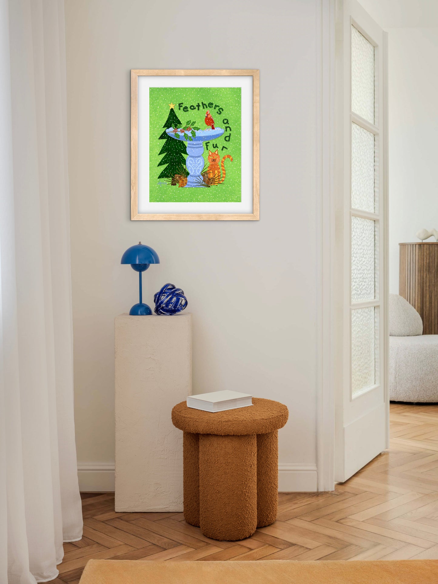 Feathers and Fur Collage — Premium Matte Paper Wooden Framed Poster