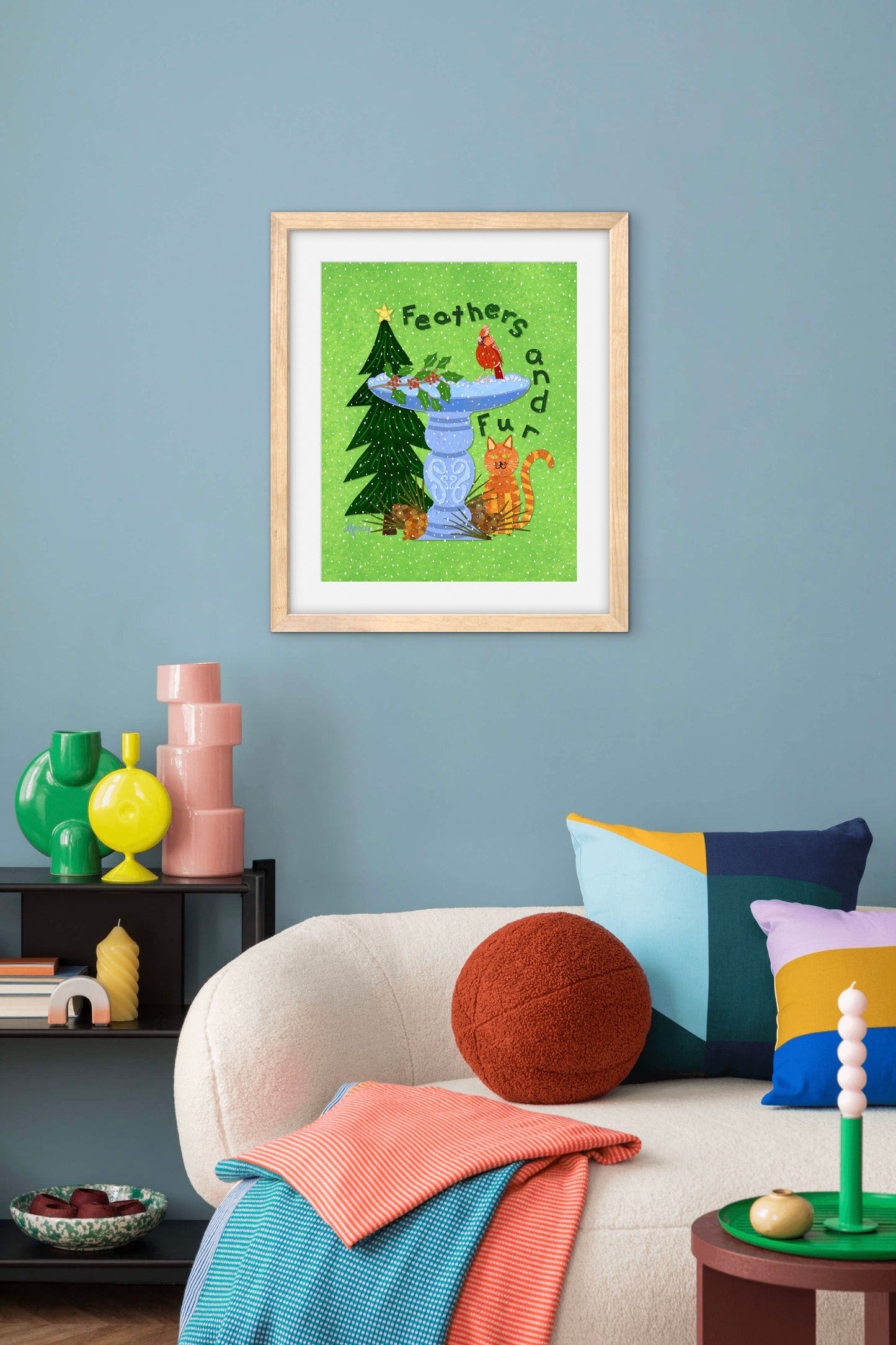 Feathers and Fur Collage — Premium Matte Paper Wooden Framed Poster