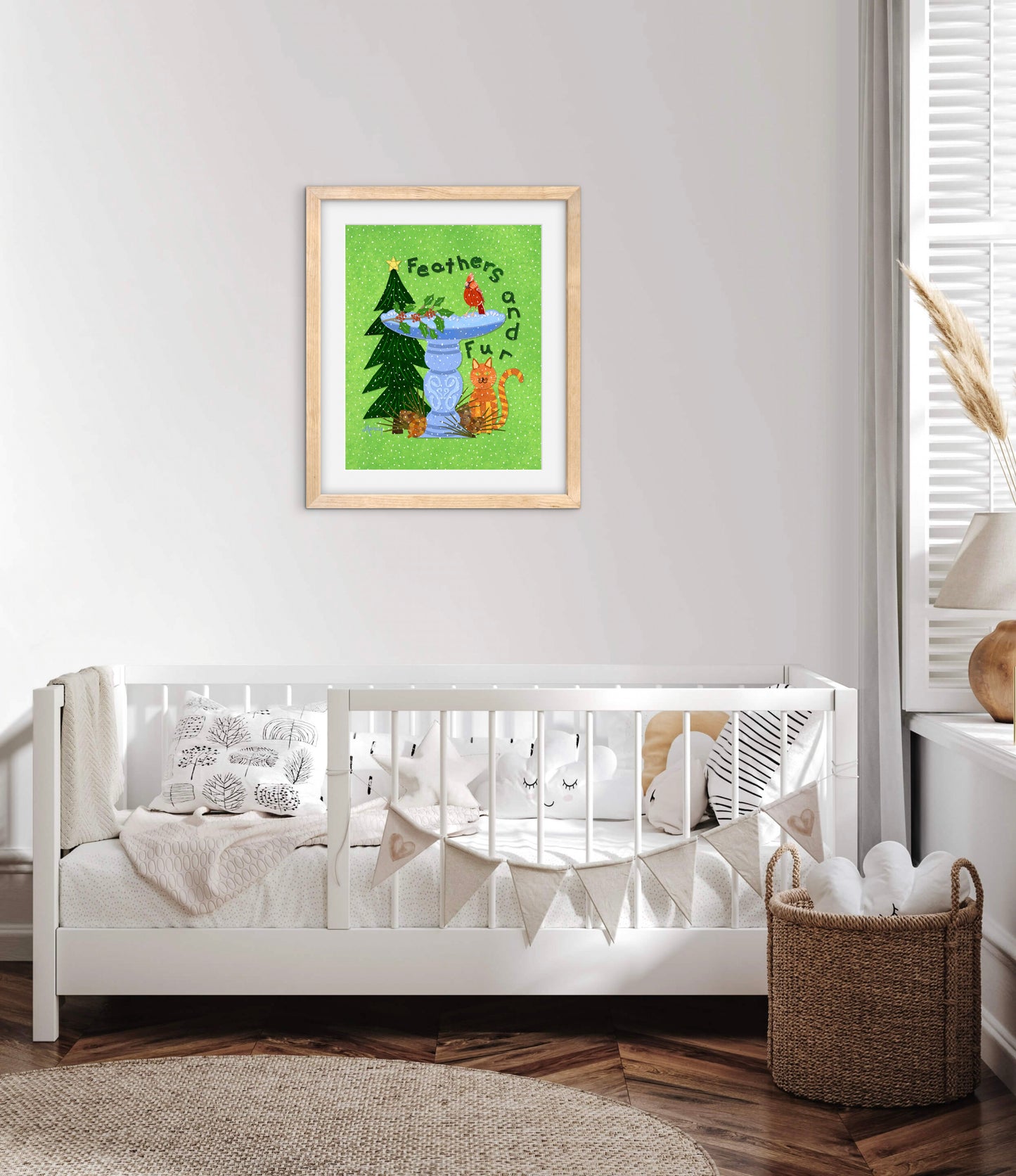 Feathers and Fur Collage — Premium Matte Paper Wooden Framed Poster