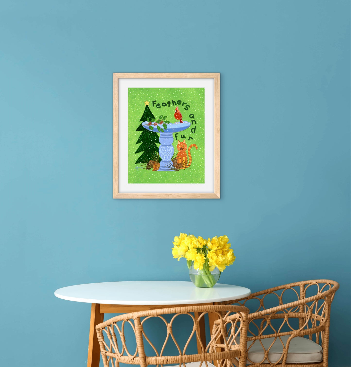 Feathers and Fur Collage — Premium Matte Paper Wooden Framed Poster