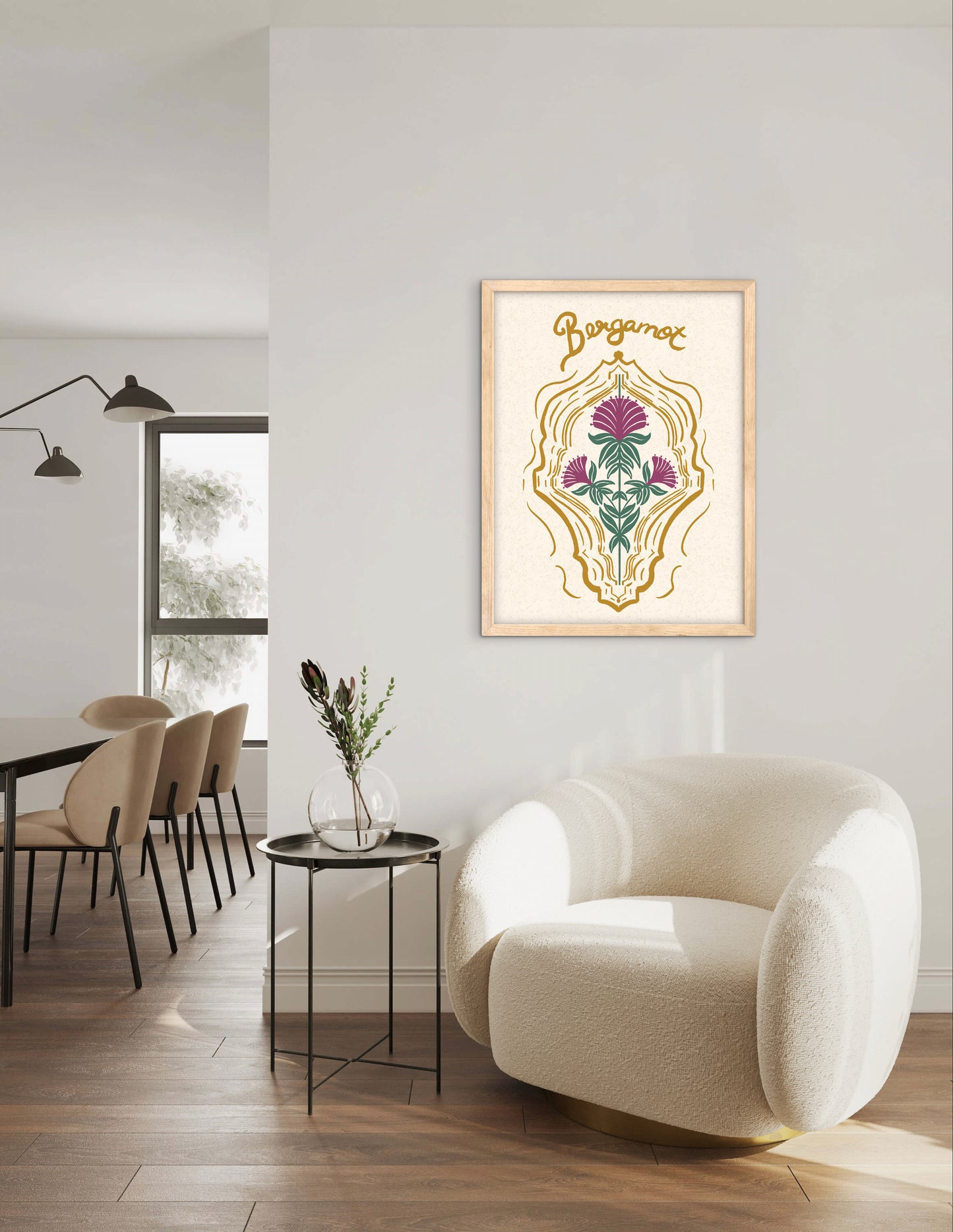 Bergamot Flowers — Premium Matte Paper Wooden Framed Poster