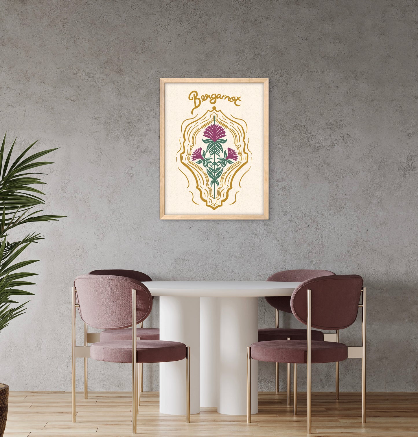 Bergamot Flowers — Premium Matte Paper Wooden Framed Poster