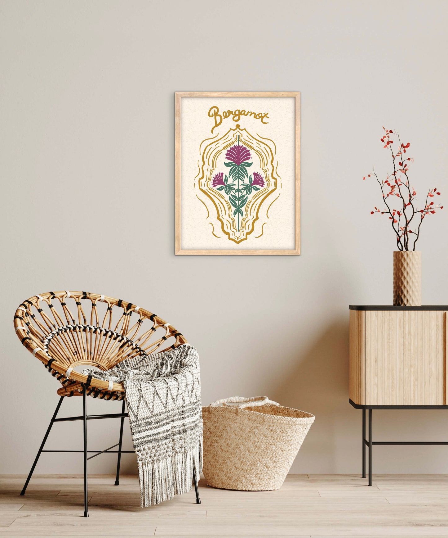 Bergamot Flowers — Premium Matte Paper Wooden Framed Poster