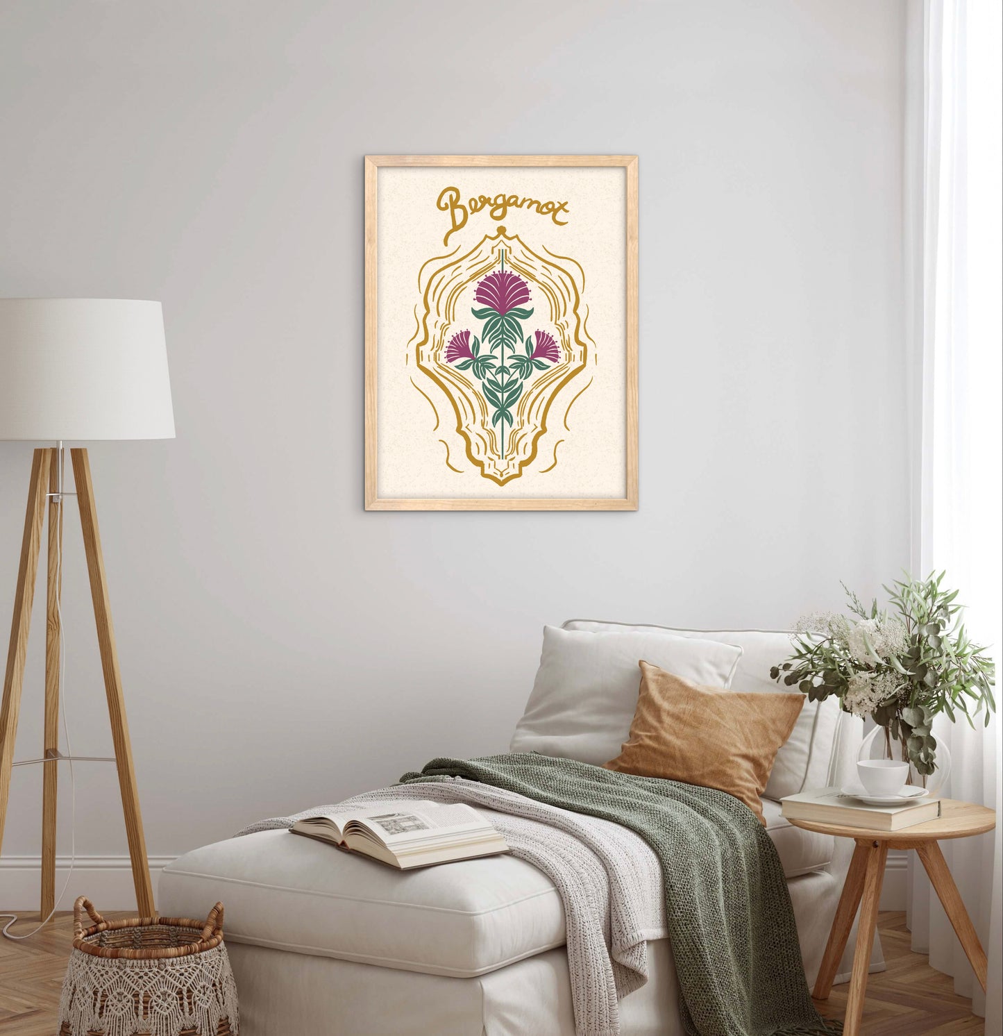 Bergamot Flowers — Premium Matte Paper Wooden Framed Poster