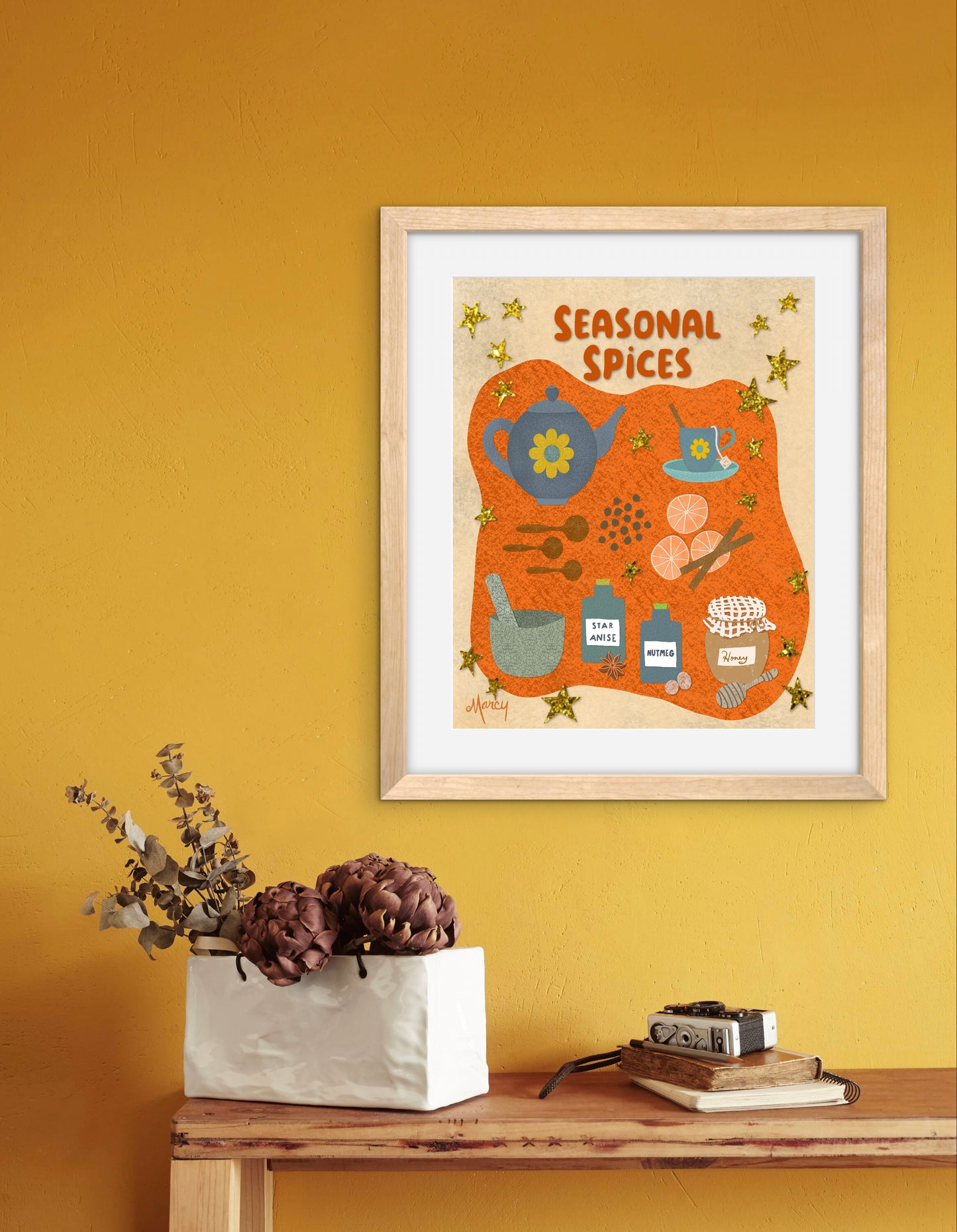 Seasonal Spices Collage — Premium Matte Paper Wooden Framed Poster