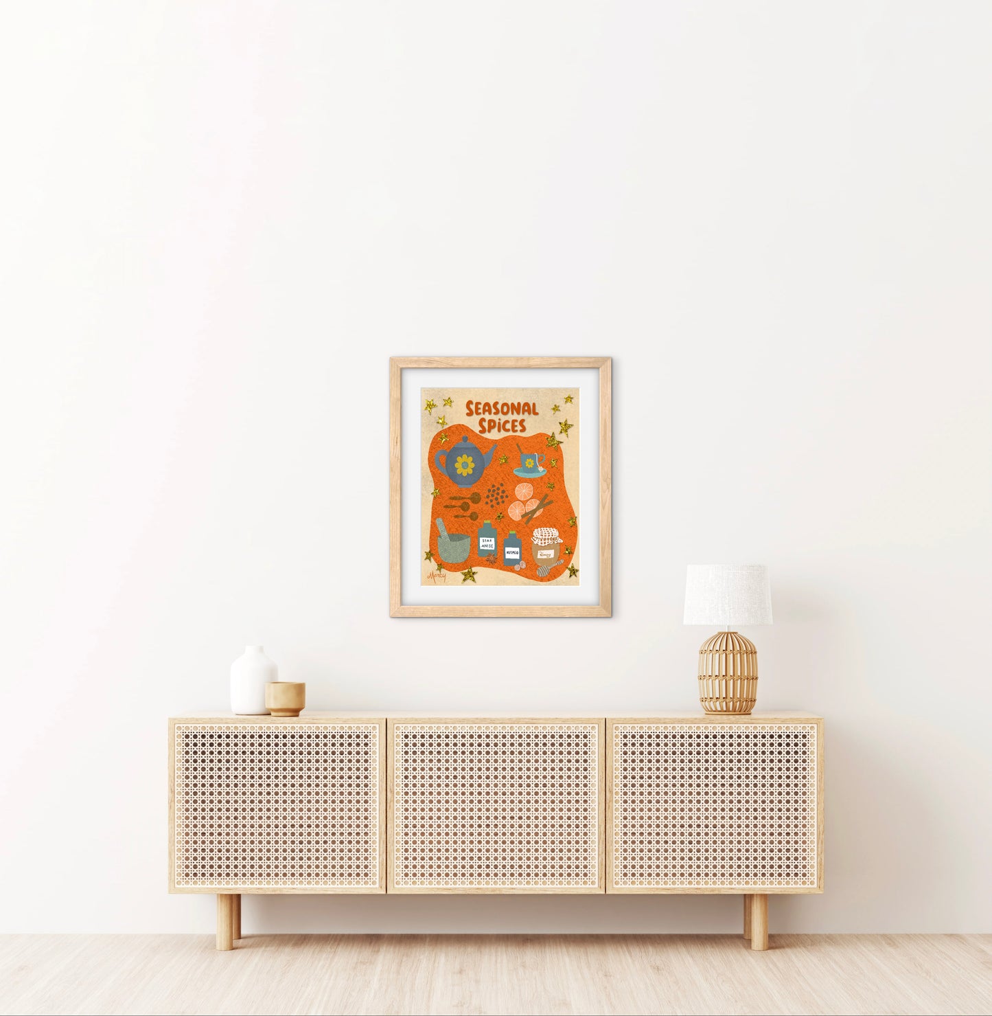 Seasonal Spices Collage — Premium Matte Paper Wooden Framed Poster