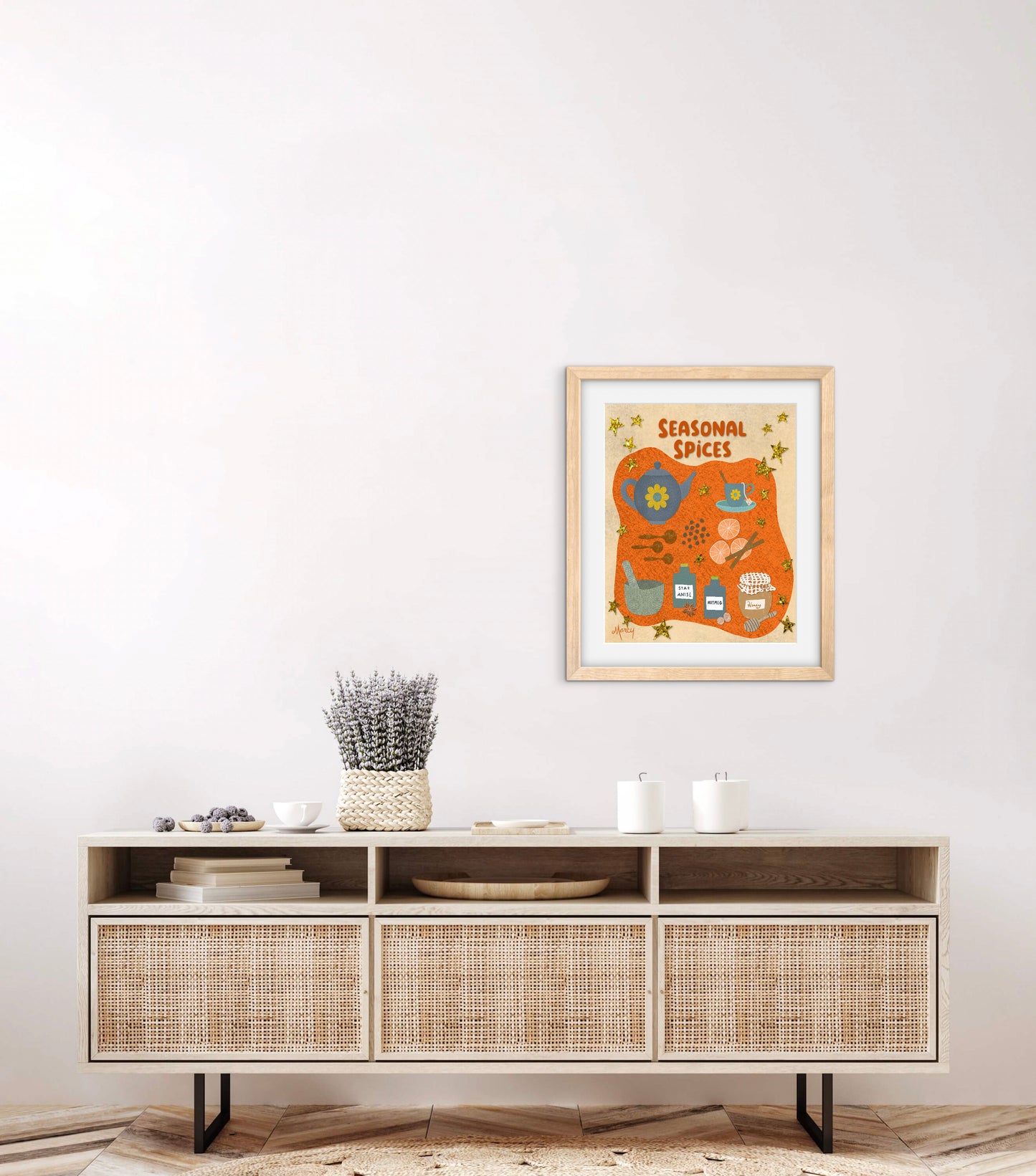 Seasonal Spices Collage — Premium Matte Paper Wooden Framed Poster