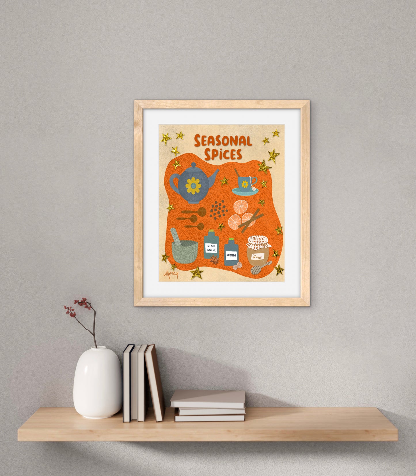Seasonal Spices Collage — Premium Matte Paper Wooden Framed Poster