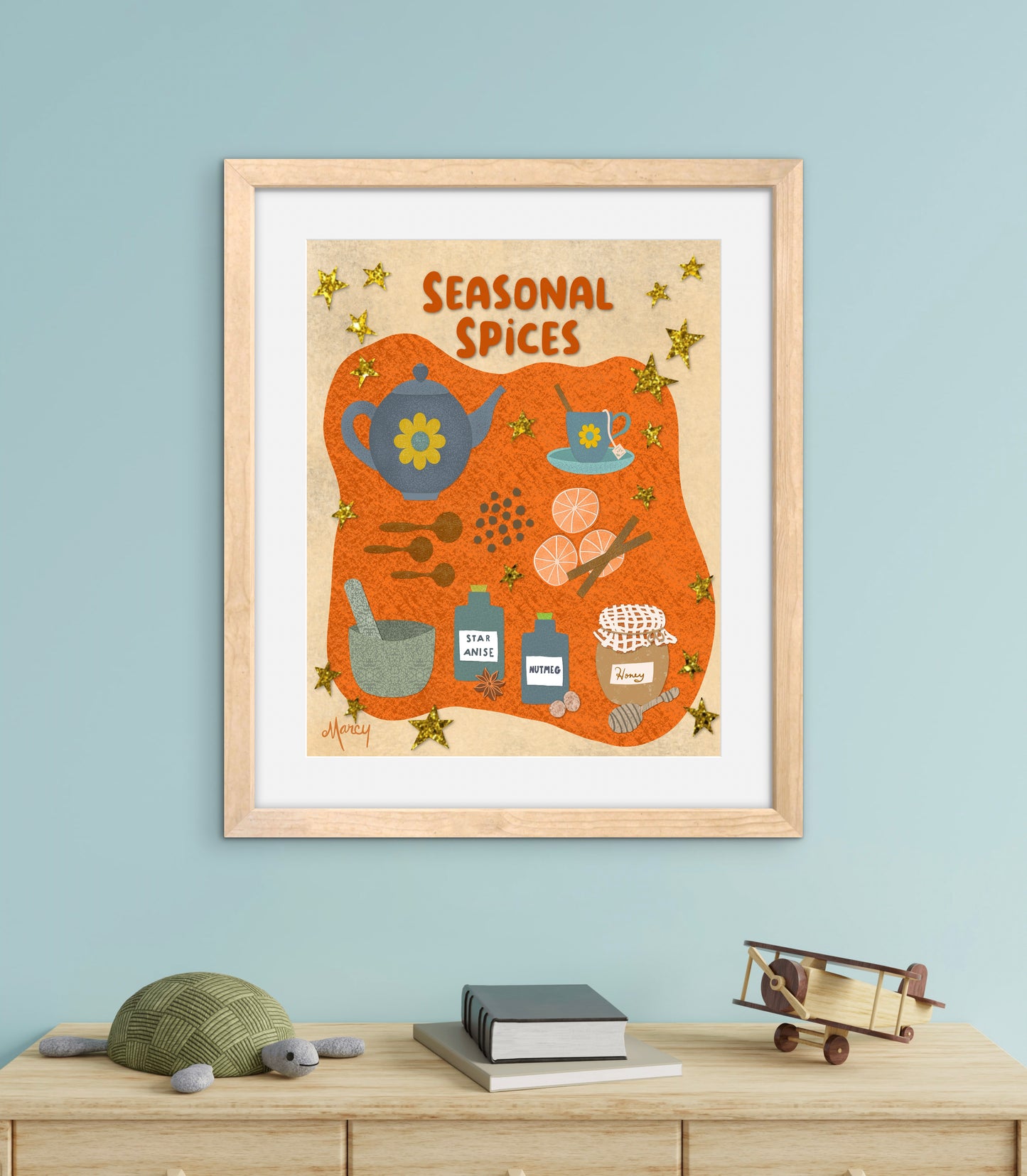 Seasonal Spices Collage — Premium Matte Paper Wooden Framed Poster