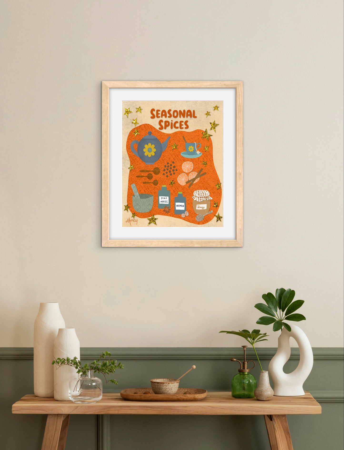 Seasonal Spices Collage — Premium Matte Paper Wooden Framed Poster