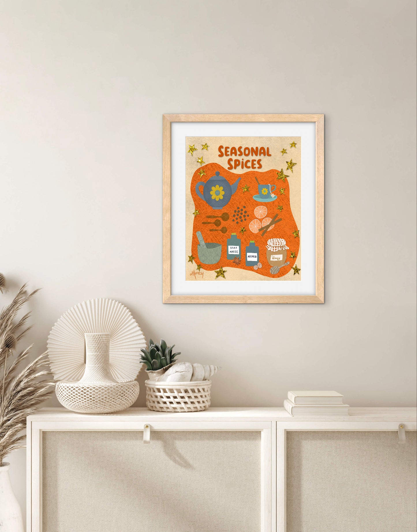 Seasonal Spices Collage — Premium Matte Paper Wooden Framed Poster