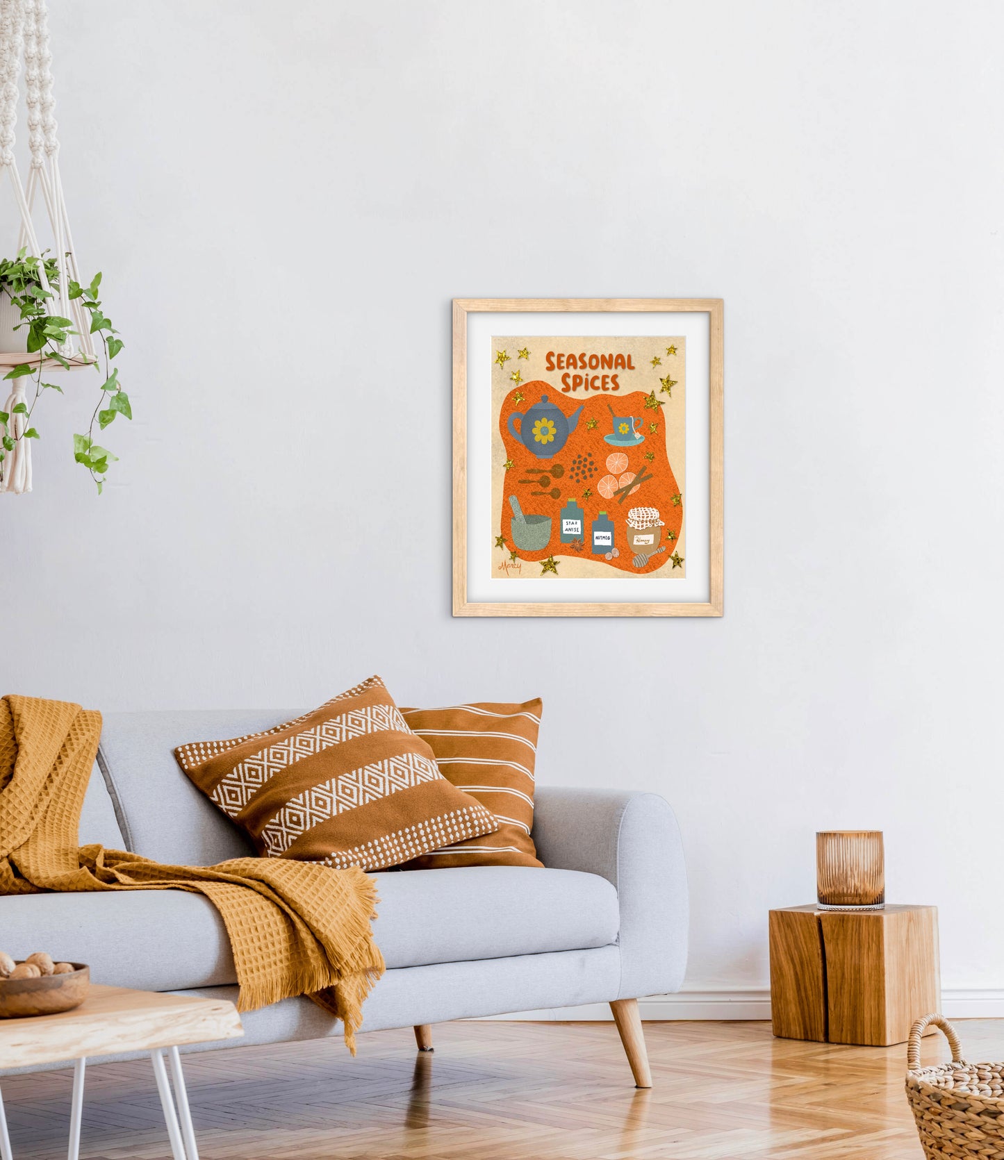 Seasonal Spices Collage — Premium Matte Paper Wooden Framed Poster