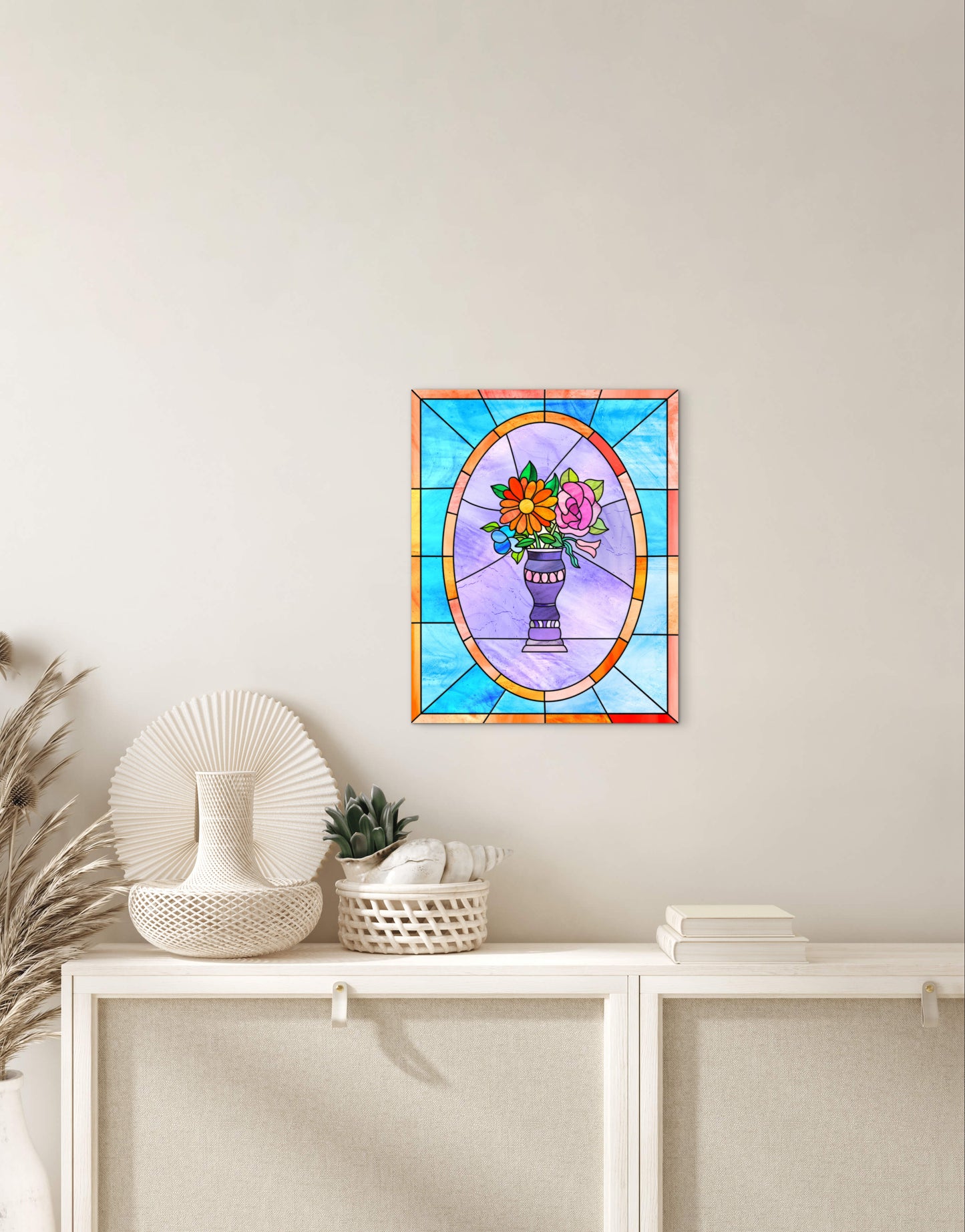 Stained Glass Vase of Flowers — Premium Matte Paper Poster