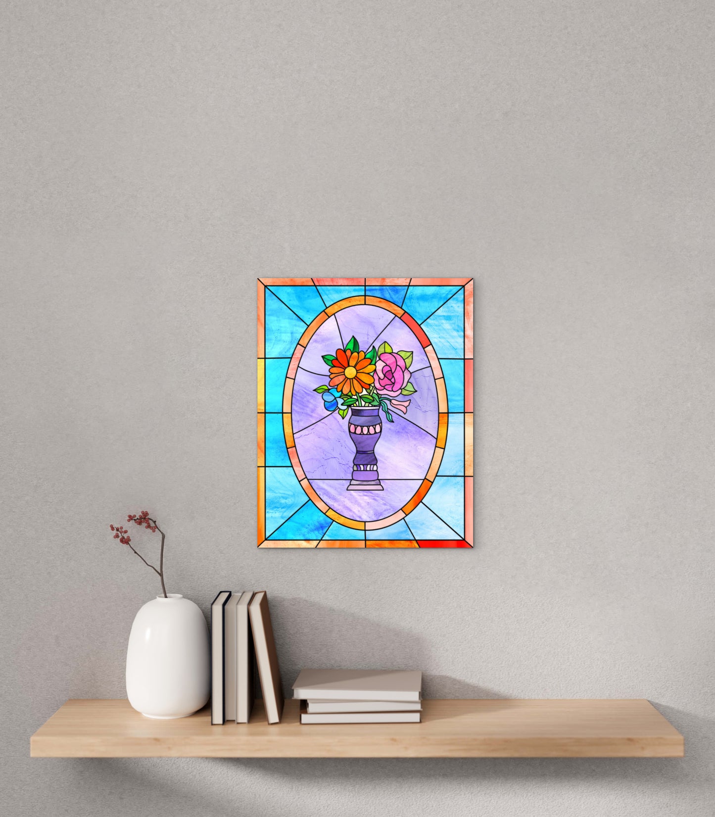 Stained Glass Vase of Flowers — Premium Matte Paper Poster