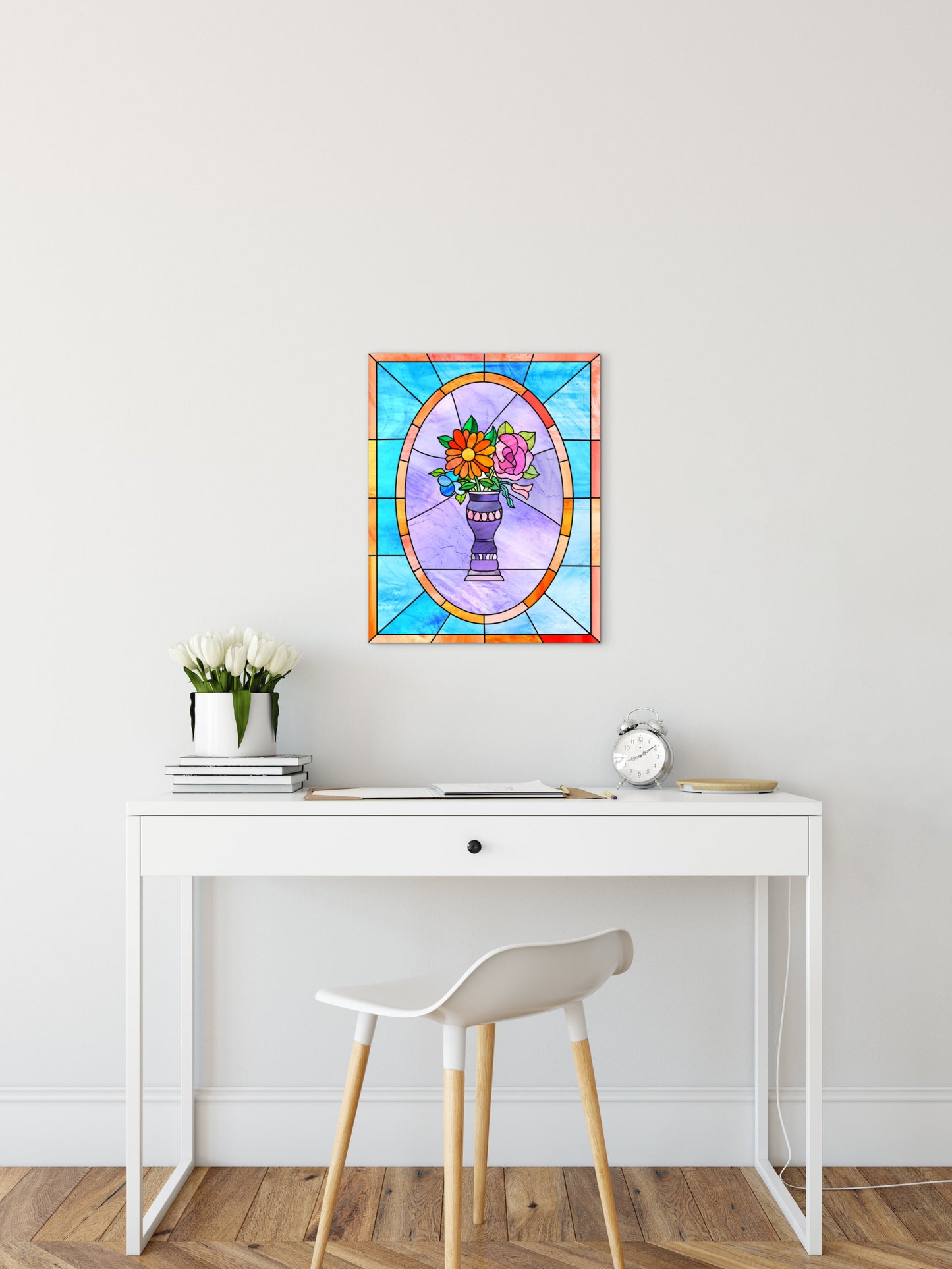 Stained Glass Vase of Flowers — Premium Matte Paper Poster